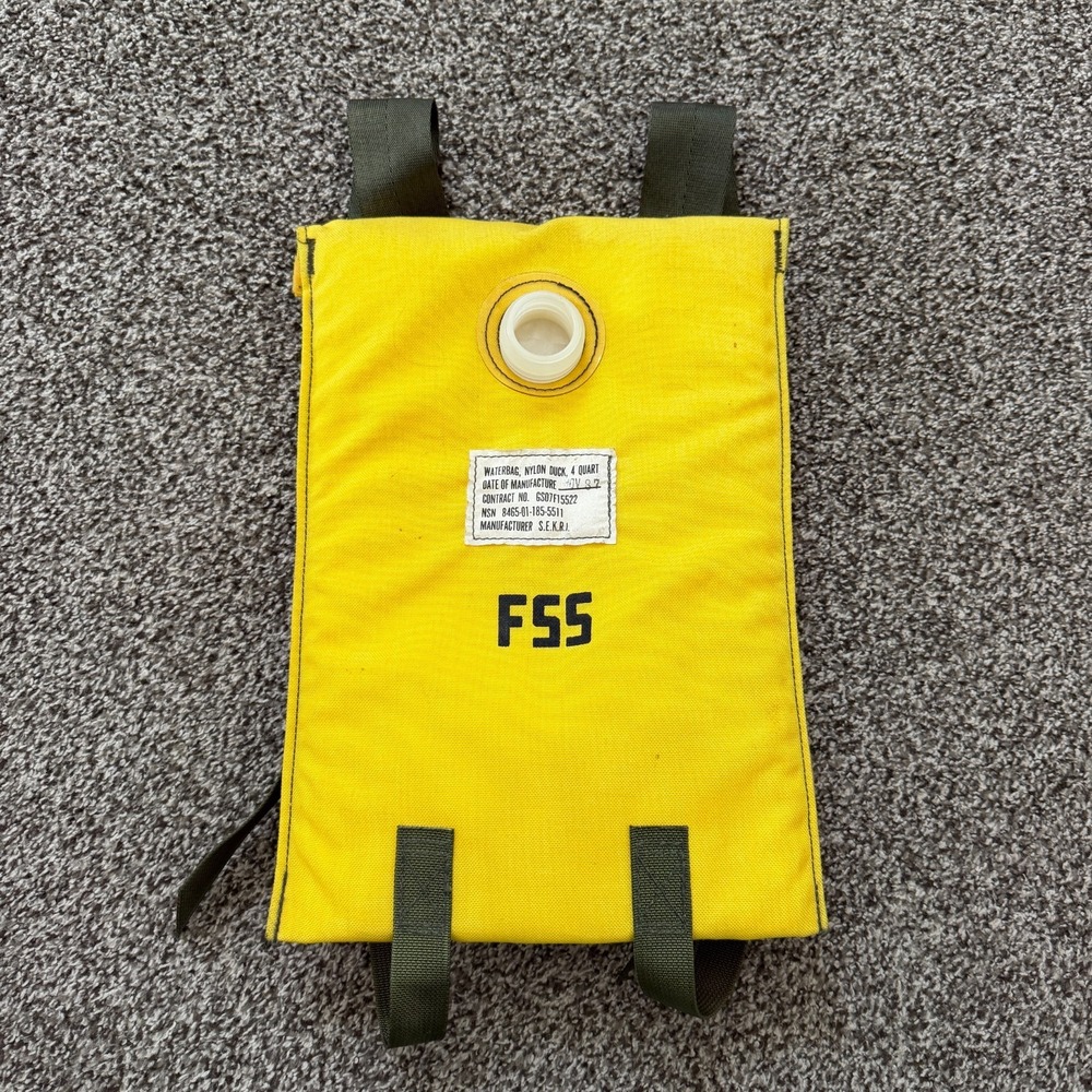 VTG 1987 USFS Wildland Firefighter 4 Quart Water Bag FSS S.E.K.R.I. Yellow